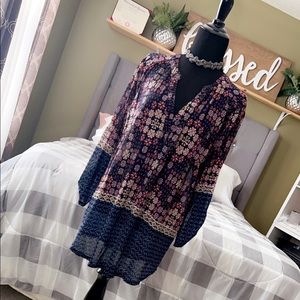 Blue & Purple Flower Blouse